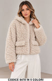 Giubbotto teddy donna 8478 Beige effetto pelliccia