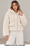Giubbotto teddy donna 8478 Bianco effetto pelliccia