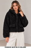 Giubbotto teddy donna 8478 Nero effetto pelliccia