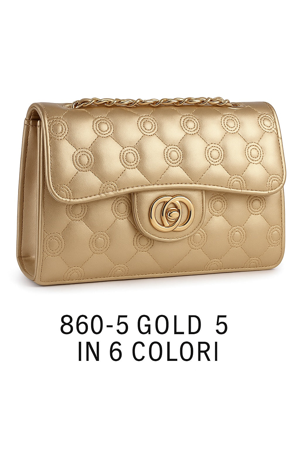 Borsa a Tracolla Elegante Trapuntata con Catena Dorata Chic e Moderna L.26 x H.15 x P.8 - CL860-5