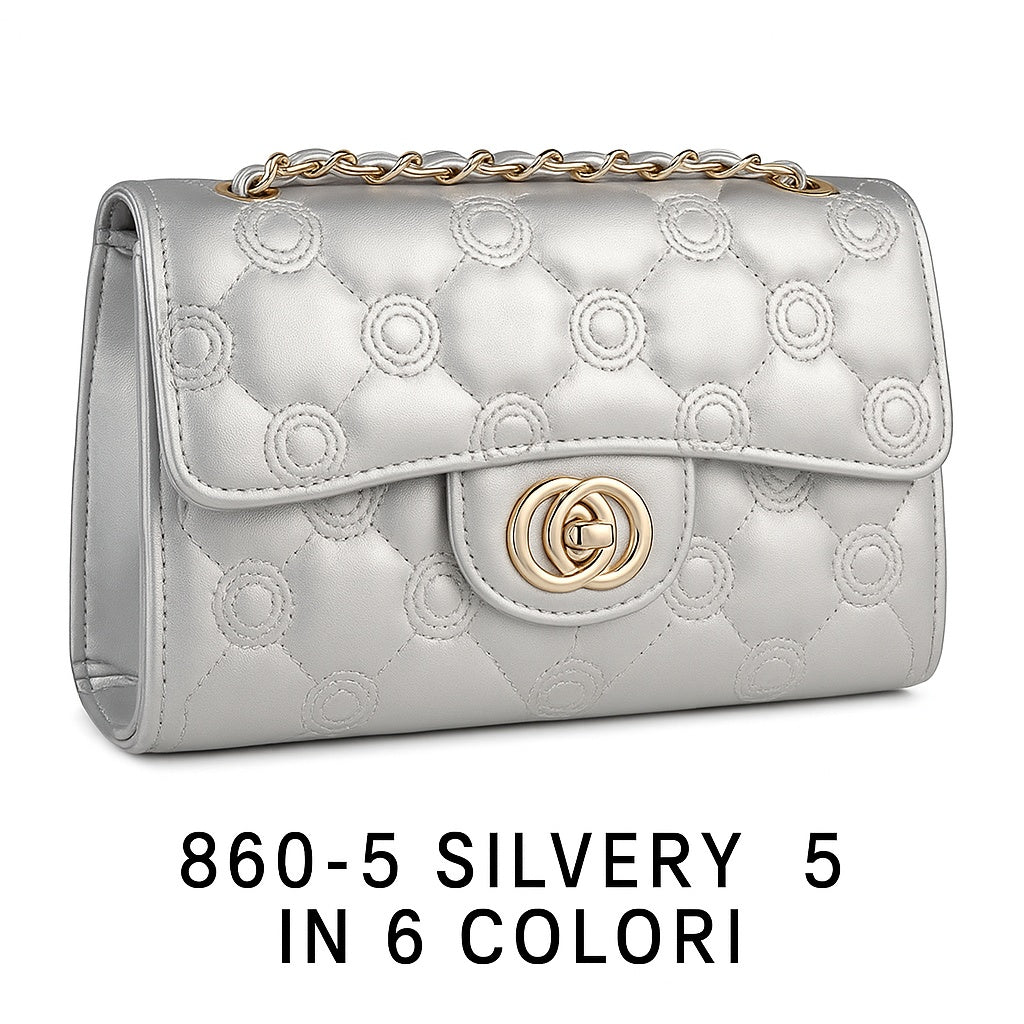 Borsa a Tracolla Elegante Trapuntata con Catena Dorata Chic e Moderna L.26 x H.15 x P.8 - CL860-5