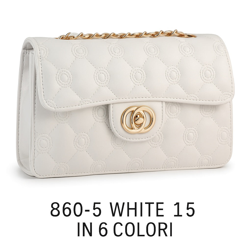 Borsa a Tracolla Elegante Trapuntata con Catena Dorata Chic e Moderna L.26 x H.15 x P.8 - CL860-5