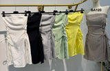 Abito Corto Casual Laccetti Regolabili in Vita Vestito Sensuale Senza Bretelle in 6 Colori - BA120
