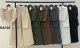 Completo Casual Maglia Gilet Spalline Strutturate Pantalone Largo Maxi Tasche Cargo Coordinato in 5 Colori - BA124