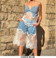 Completo Casual in Jeans e Merletto Bianco Maglia Top Pantaloncini Shorts Coordinato Estate - BA148