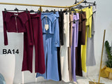 Completo Casual Magia Corta con Zip Buco Pollice Pantalone Palazzo Coordinato Tuta Sportiva in 9 Colori - BA14