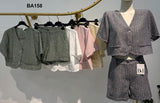 Completo Donna Estivo con Top Corto e Shorts a Vita Alta Coordinato Righini in 6 Colori – BA158
