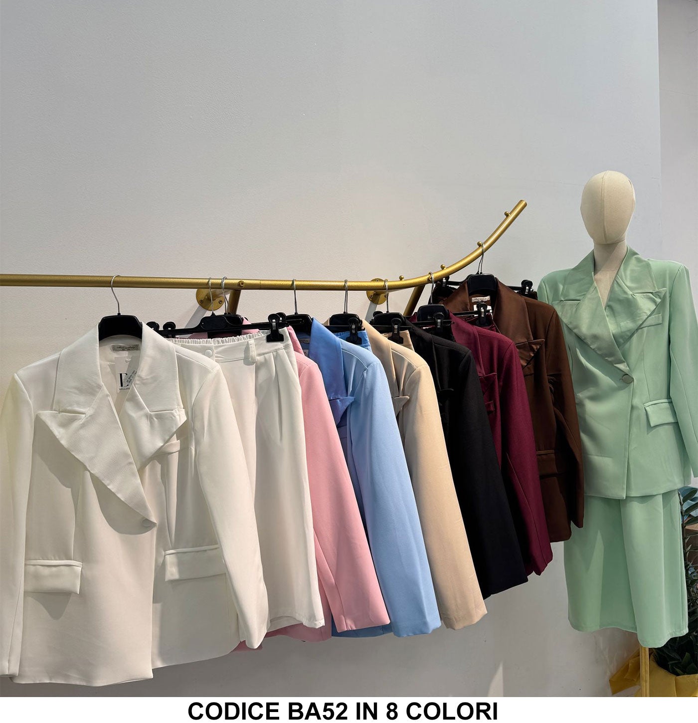 Abito Completo Tailleur Giacca Doppio Petto Gonna Midi Coordinato Elegante Fashion in 8 Colori - BA52