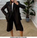 Abito Completo Tailleur Giacca Doppio Petto Gonna Midi Coordinato Elegante Fashion in 8 Colori - BA52