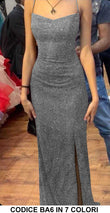 Abito Lungo Elegante senza maniche Spacco Laterale Effetto Luccicoso Vestito Evento Cerimonia in 7 Colori - BA6