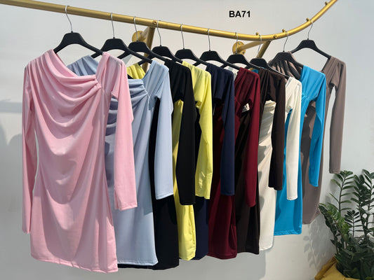 Abito Corto Minidress Monospalla Aderente Vestito Tubino Casual Sensuale in 10 Colori - BA71