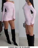 Abito Corto Minidress Monospalla Aderente Vestito Tubino Casual Sensuale in 10 Colori - BA71