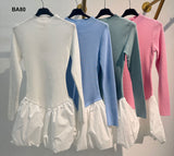 Abito Casual Effetto Maglia Gonna Bianca Palloncino Vestito Fashion Sensuale in 4 Colori - BA80