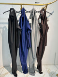Abito Lungo Elegante Cerimonia Evento Schiena Scoperta Allacciato al Collo Vestito Sirena in 4 Colori - BA87