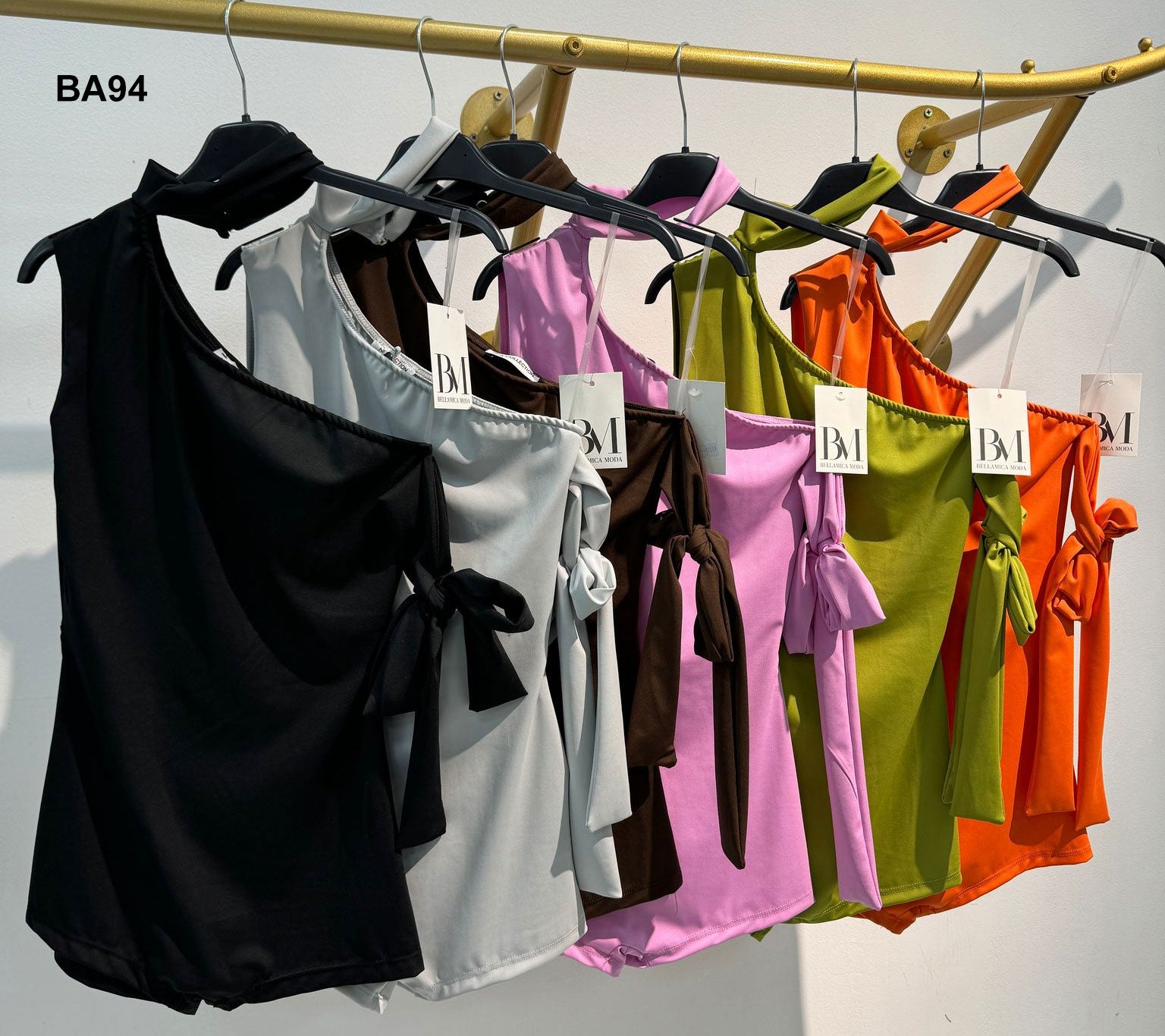 Tuta Corta Intera Elegante da Serata Monospalla Jumpsuit Allacciata al Collo Casual Sensuale in 6 Colori - BA94