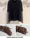 Maglia Tinta Unita con Manica Lunga Animalier Foro per il Pollice Maglietta Elegante Casual in 6 Colori - BA99