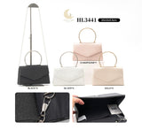 Borsa a Mano Elegante con Manico rotondo in Metallo e Tracolla a Catena in 4 Colori – HL-3441