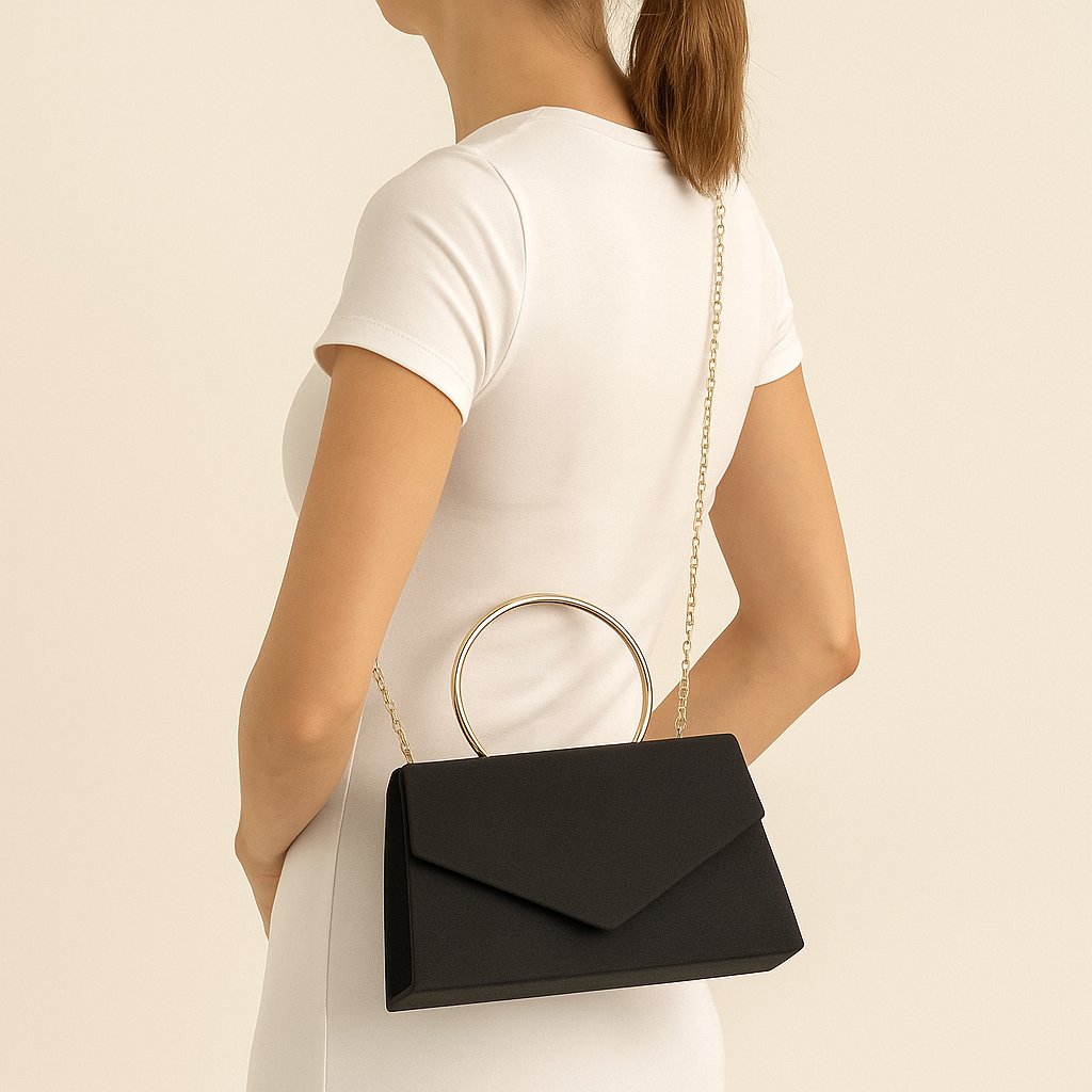 Borsa a Mano Elegante con Manico rotondo in Metallo e Tracolla a Catena in 4 Colori – HL-3441