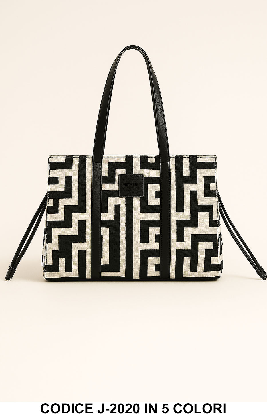 Borsa Shopper Donna Fantasia Geometrica con Doppi Manici in 5 Colori – J-2020