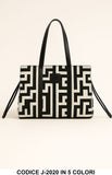 Borsa Shopper Donna Fantasia Geometrica con Doppi Manici in 5 Colori – J-2020