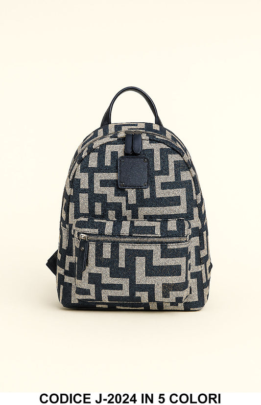 Zaino Donna Fantasia Geometrica con Tasche e Spallacci Regolabili – J-2024 in 5 Colori