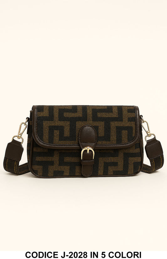Borsa a Tracolla Donna Fantasia Geometrica con Fibbia – J-2028 in 5 Colori