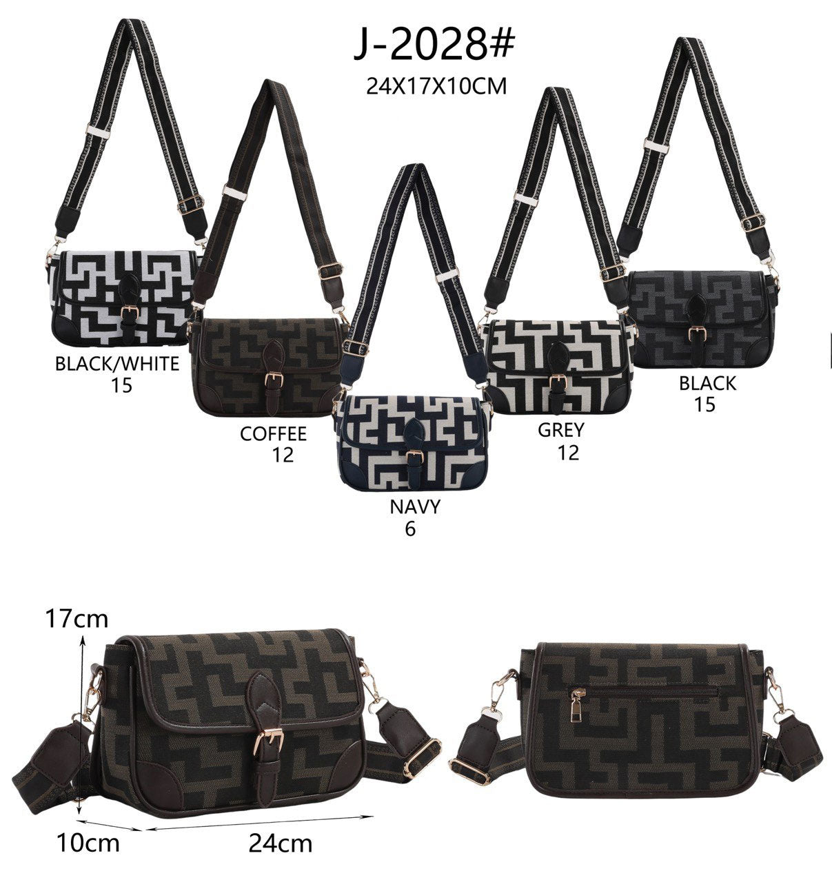 Borsa a Tracolla Donna Fantasia Geometrica con Fibbia – J-2028 in 5 Colori