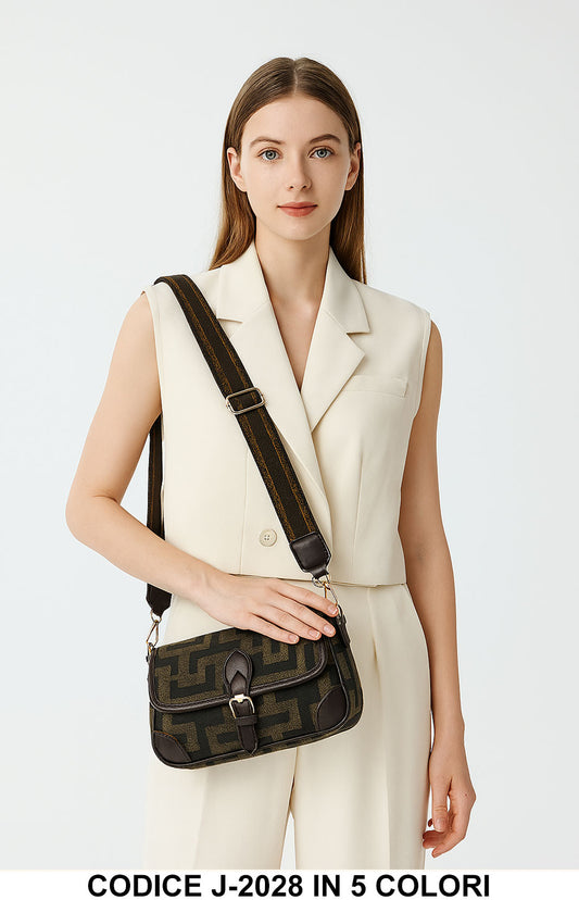 Borsa a Tracolla Donna Fantasia Geometrica con Fibbia – J-2028 in 5 Colori