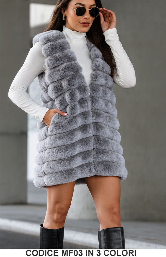 Gilet in pelliccia sintetica senza maniche Smanicato Fashion  in 3 colori – MF03