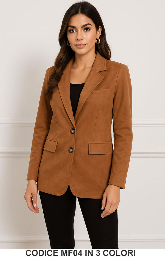 Giacca in suede con bottoni oro Blazer dainetto Elegante in 3 colori – MF04
