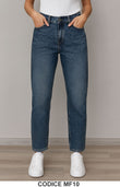 Jeans a vita alta con punti luce frontali Pantalone Fashion Chic Blu Denim Donna Ragazze – MF10