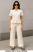 Completo due pezzi in maglia con top peplum e pantalone Coordinato Casual in 3 colori – MF11