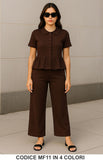 Completo due pezzi in maglia con top peplum e pantalone Coordinato Casual in 3 colori – MF11