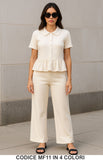 Completo due pezzi in maglia con top peplum e pantalone Coordinato Casual in 3 colori – MF11