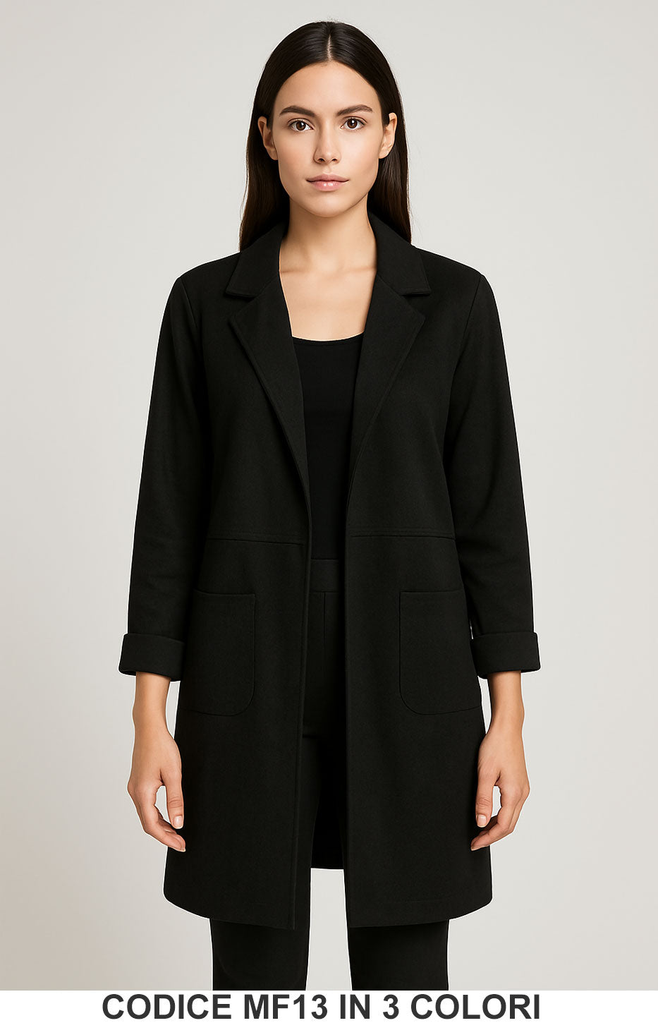 Cappotto leggero in suede con tasche frontali Cardigan in 3 colori – MF13