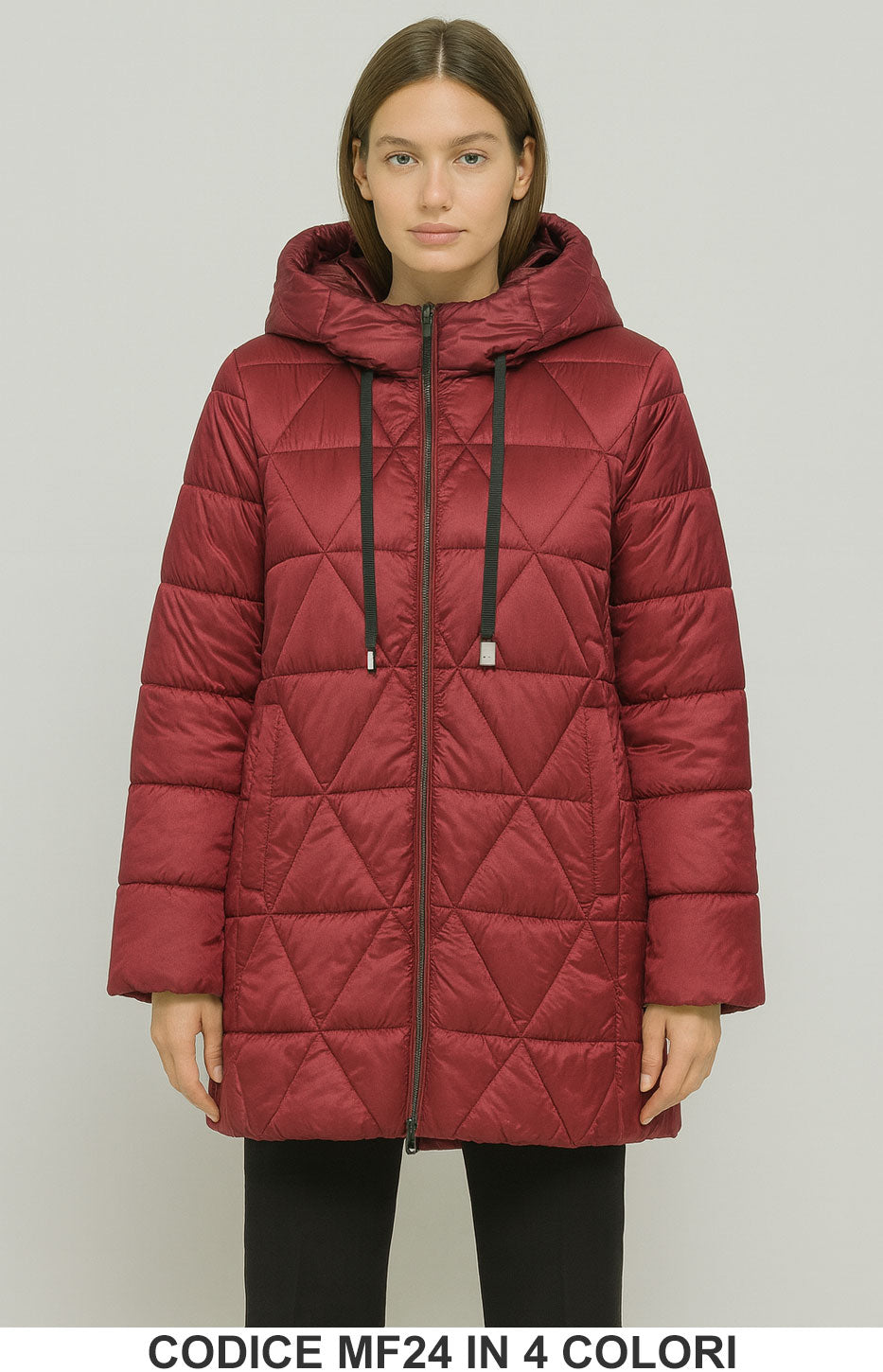 Piumino Lungo Trapuntato con Cappuccio Giubbotto Cappotto Fashion in 4 Colori – MF24