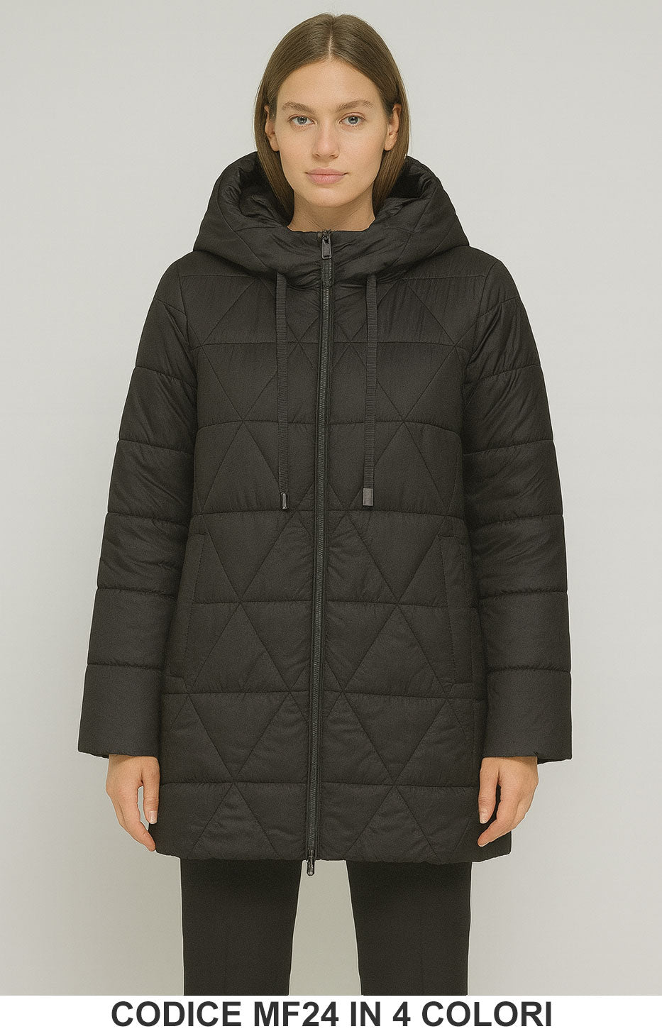 Piumino Lungo Trapuntato con Cappuccio Giubbotto Cappotto Fashion in 4 Colori – MF24