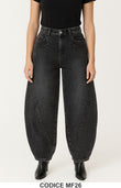 Jeans Nero Balloon Fit con Strass Pantalone Denim Aladdin Aladino Fashion Nero – MF26