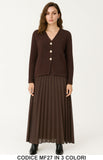 Completo in Maglia con Cardigan Gioiello e Gonna Plissé Coordinato Elegante in 3 colori – MF27