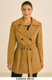 Trench in Dainetto con cintura Cappotto Elegante Cammello Bottoni Neri Giubbotto Fashion – MF32