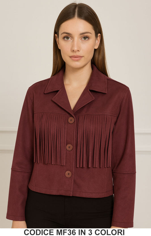 Giacca con frange scamosciata Giubbotto Dainetto Elegante Caldo in 3 colori – MF36
