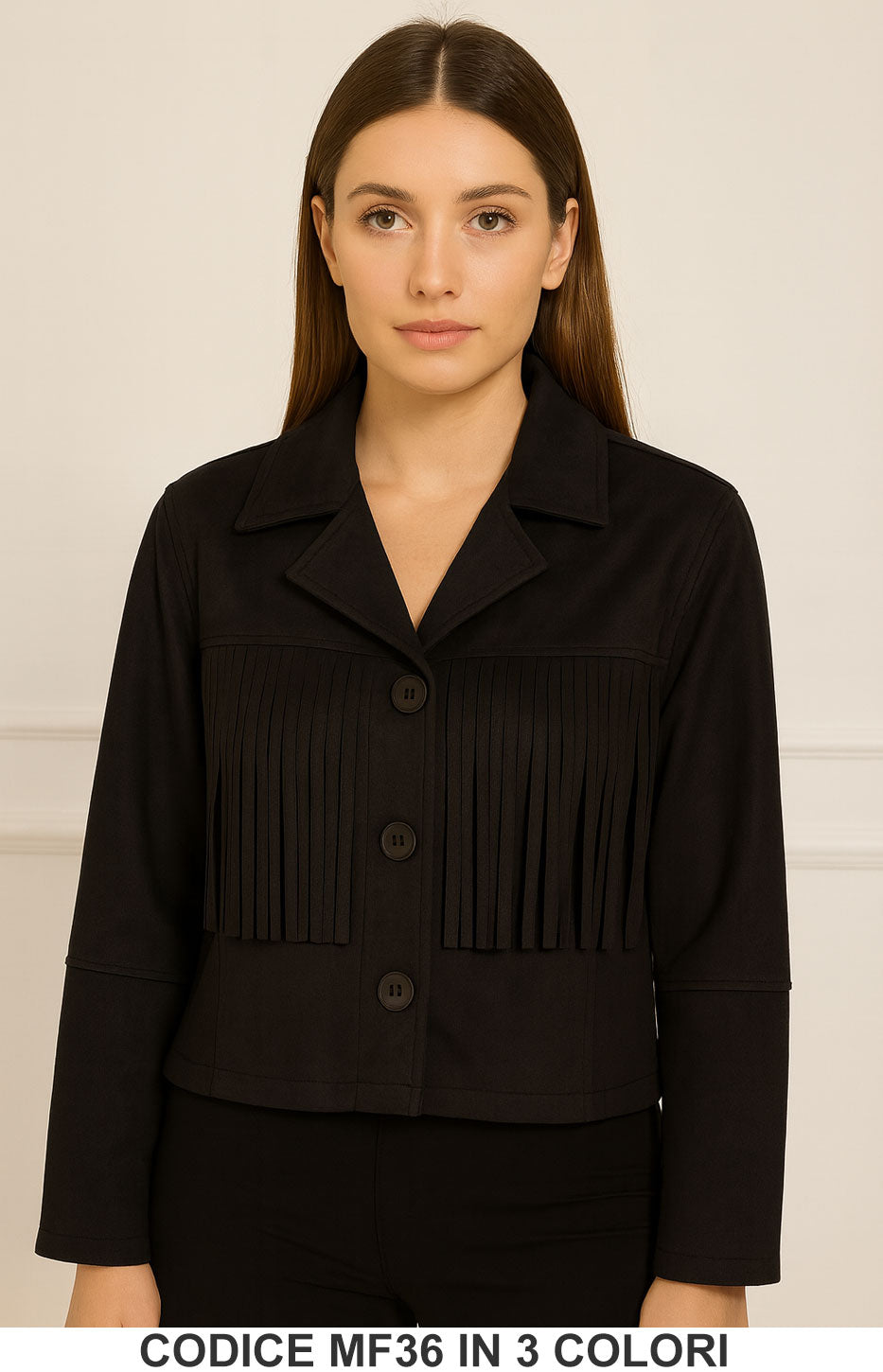 Giacca con frange scamosciata Giubbotto Dainetto Elegante Caldo in 3 colori – MF36