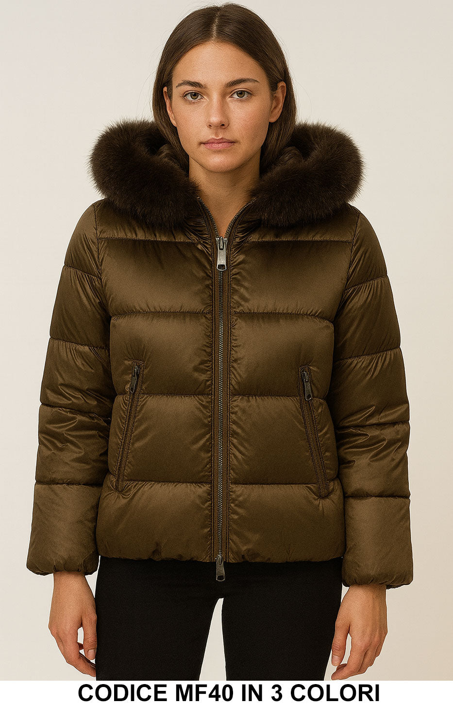 Piumino Donna con Cappuccio e Bordo in Ecopelliccia – Morbido e Caldo – in 3 Colori – MF40