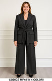 Tailleur con Cintura Completo GIacca Pantalone Palazzo Gessato con Strass Elegante e Versatile in 3 Colori - MF48