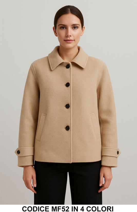 Cappotto Corto con Bottoni e Colletto Classico Giubbotto Trench in 4 Colori – MF52