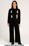 Completo in maglia con orsetti ricamati Pantalone Palazzo Coordinato Casual in 2 colori – MF53