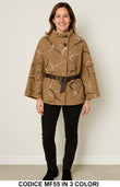Giacca fantasia con cintura e collo alto in 3 colori – MF55