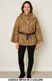 Giacca fantasia con cintura e collo alto in 3 colori – MF55