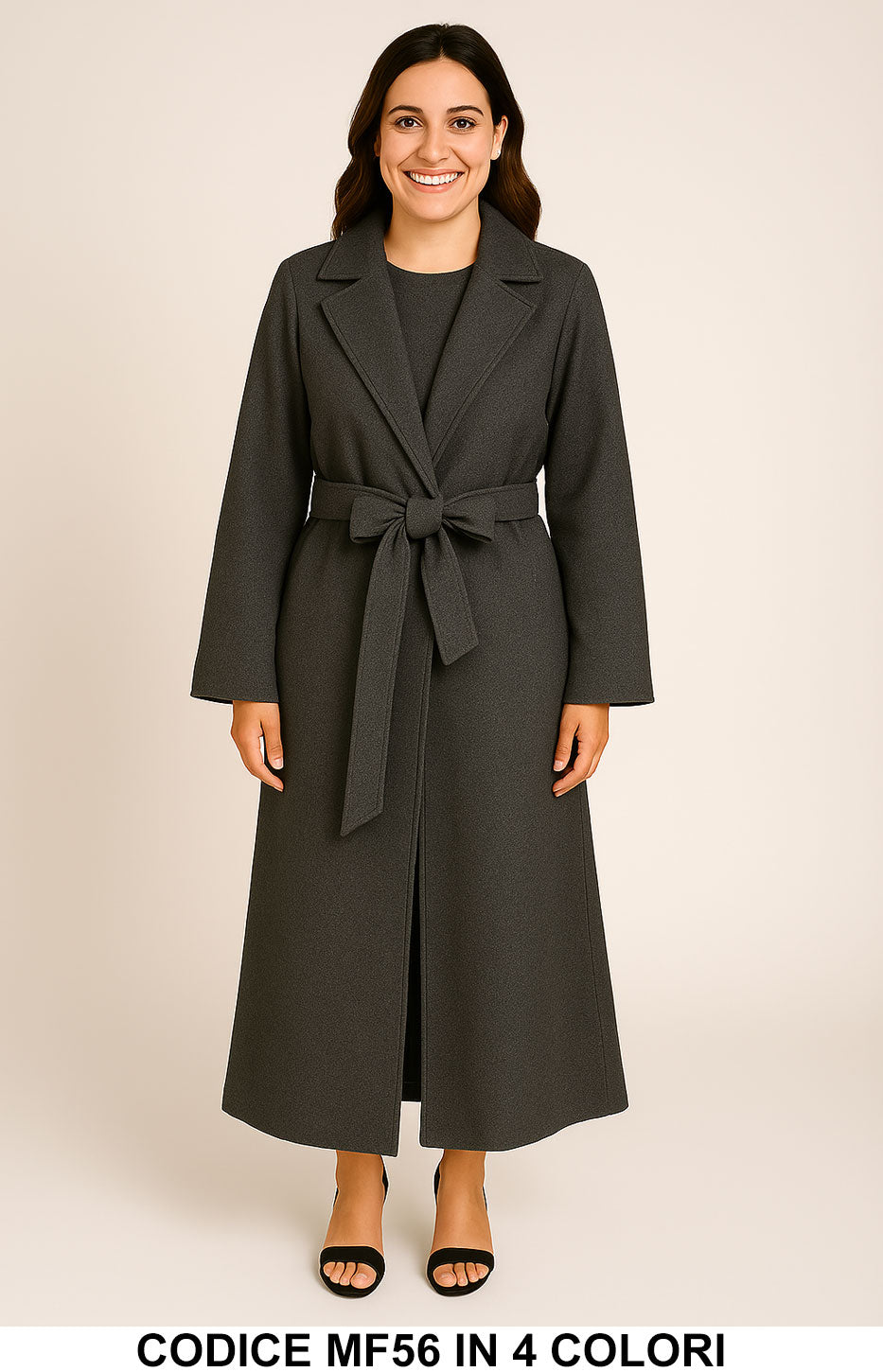 Cappotto lungo con cintura e revers classici in 4 colori – MF56