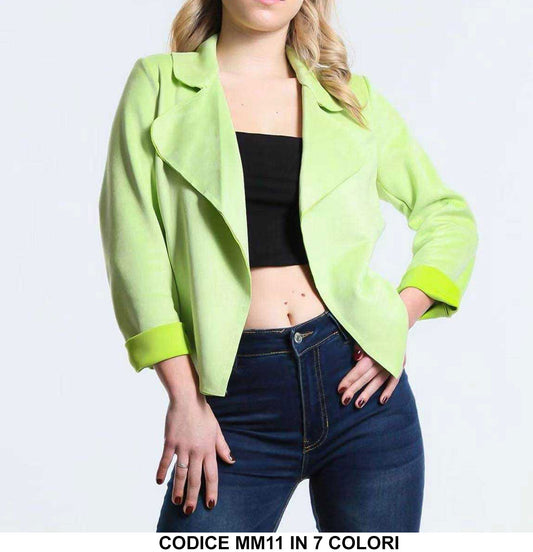 Giacca Corta Capospalla Donna Casual Collo Elegante Polsino con Risvolto Casual in 7 Colori - MM11